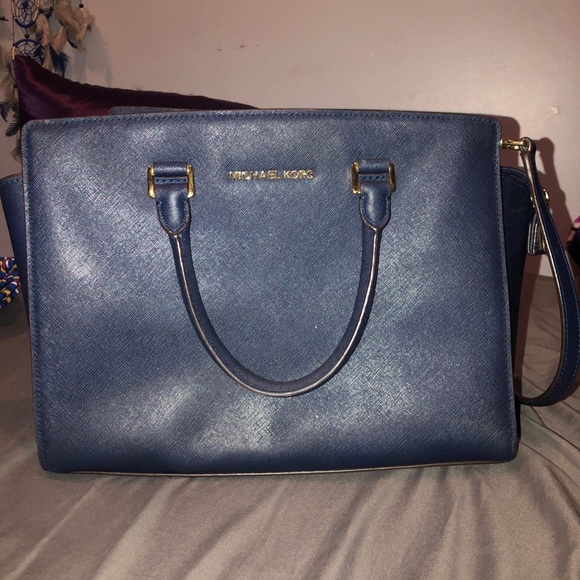 Michael Kors Handbags - Real Michael Kors - Big Navy Blue Satchel Purse